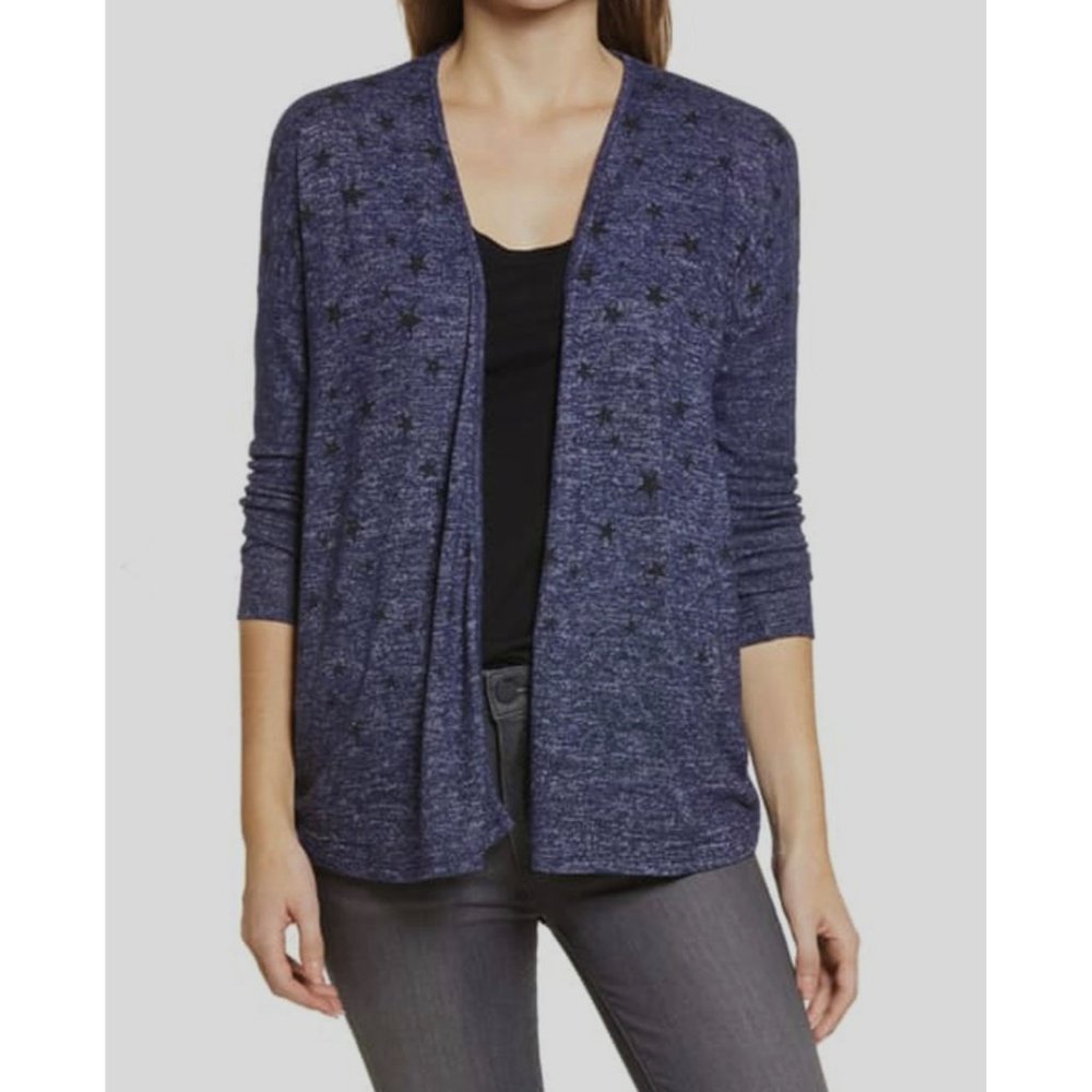 Bobeau Open Front Cardigan NEW Dark Denim Faded Star